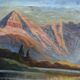Painting by Andor Kovasits, Sunset on a mountain lake (Austria)