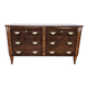 1950s Art Decò walnut burl and brass chest of drawers