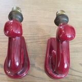 Pair of ceramic sconces grenat 50s