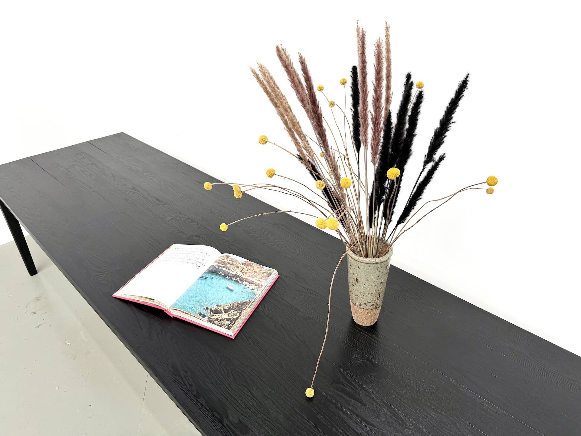 Large burnt wood table Shou Sugi Ban - 300 x 90 cm
