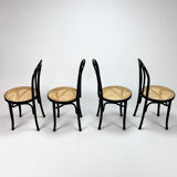 Set of 4 Bentwood and Cane Cafe Dining Chairs, 1990s