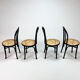 Set of 4 Bentwood and Cane Cafe Dining Chairs, 1990s