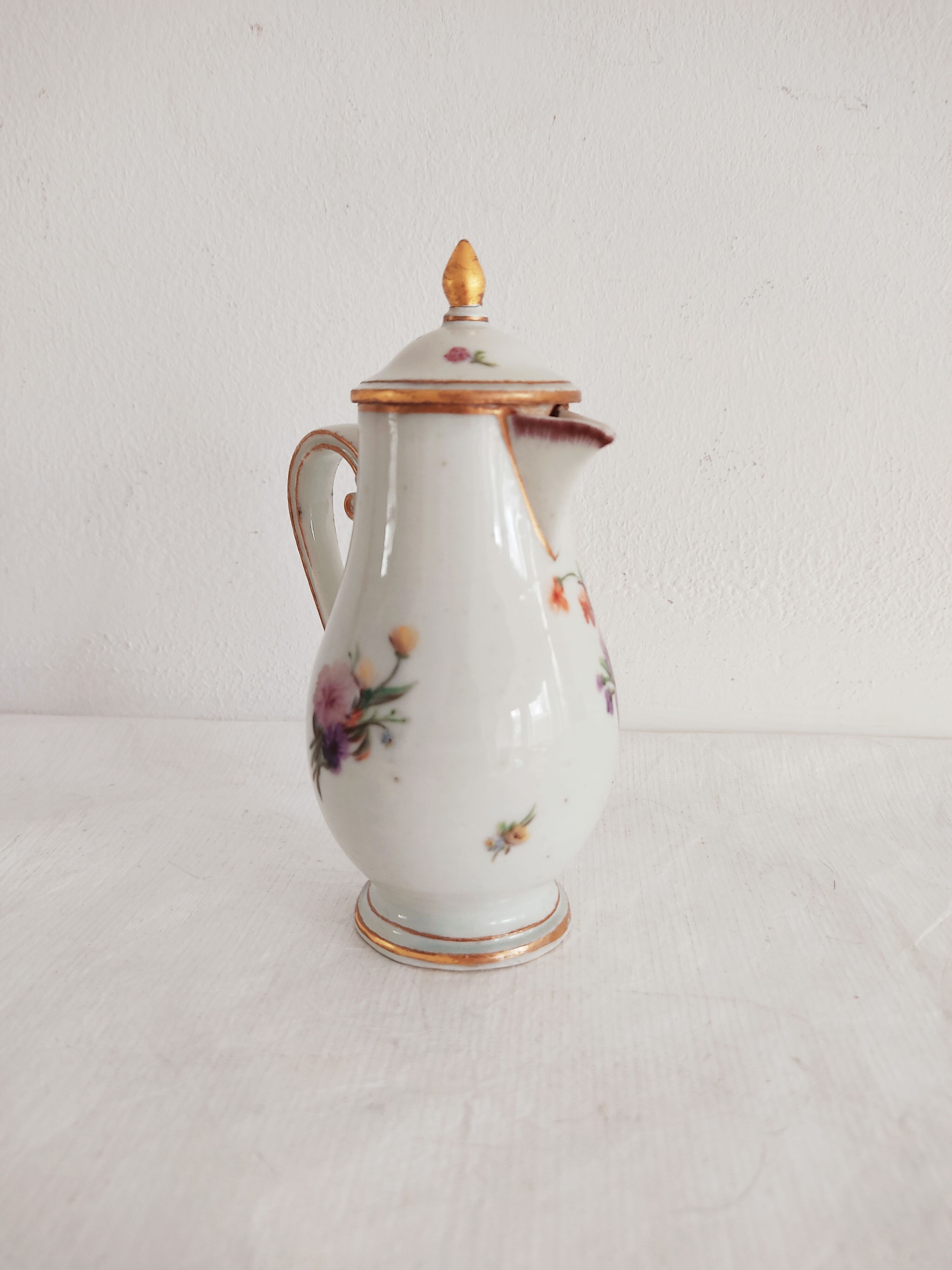 Small flower porcelain teapot, late 19th