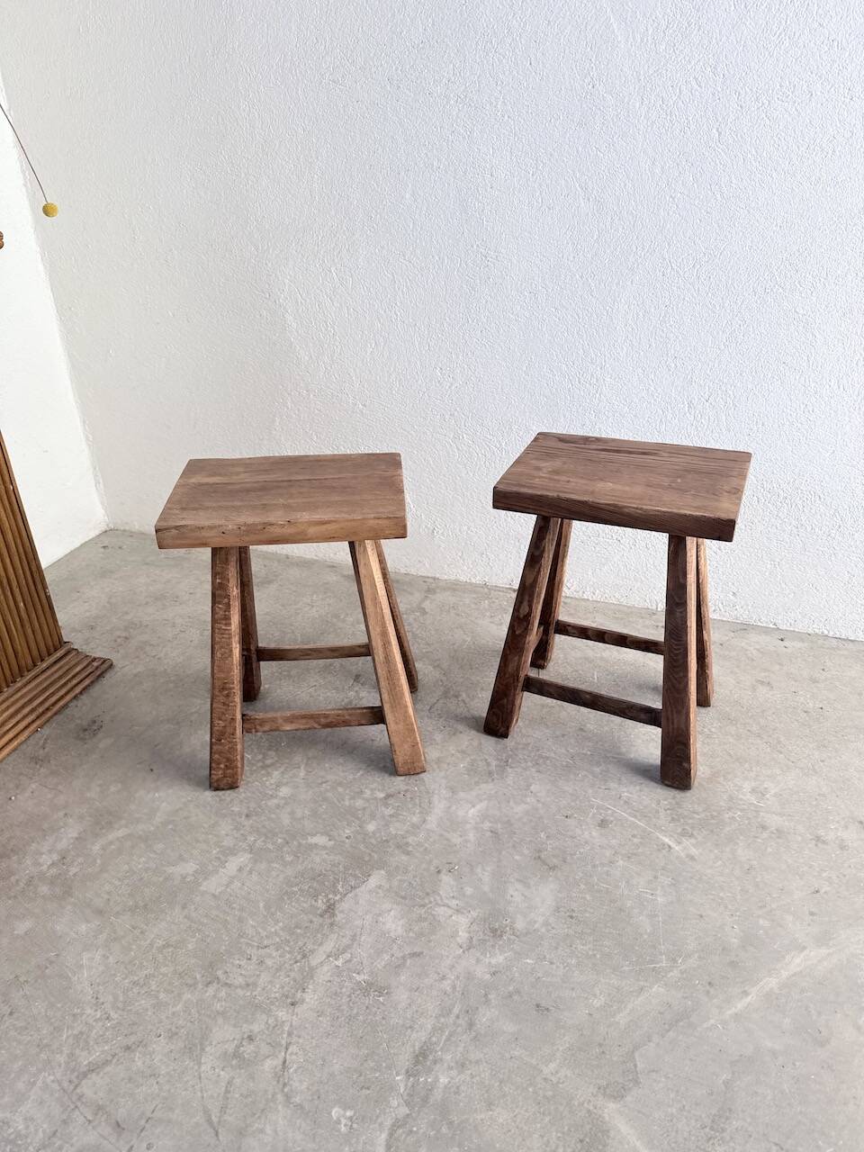 Pair of oak stools from the 1960s.
