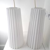 Pair of opaline pendant lights in pleated glass ikea lunta vintage