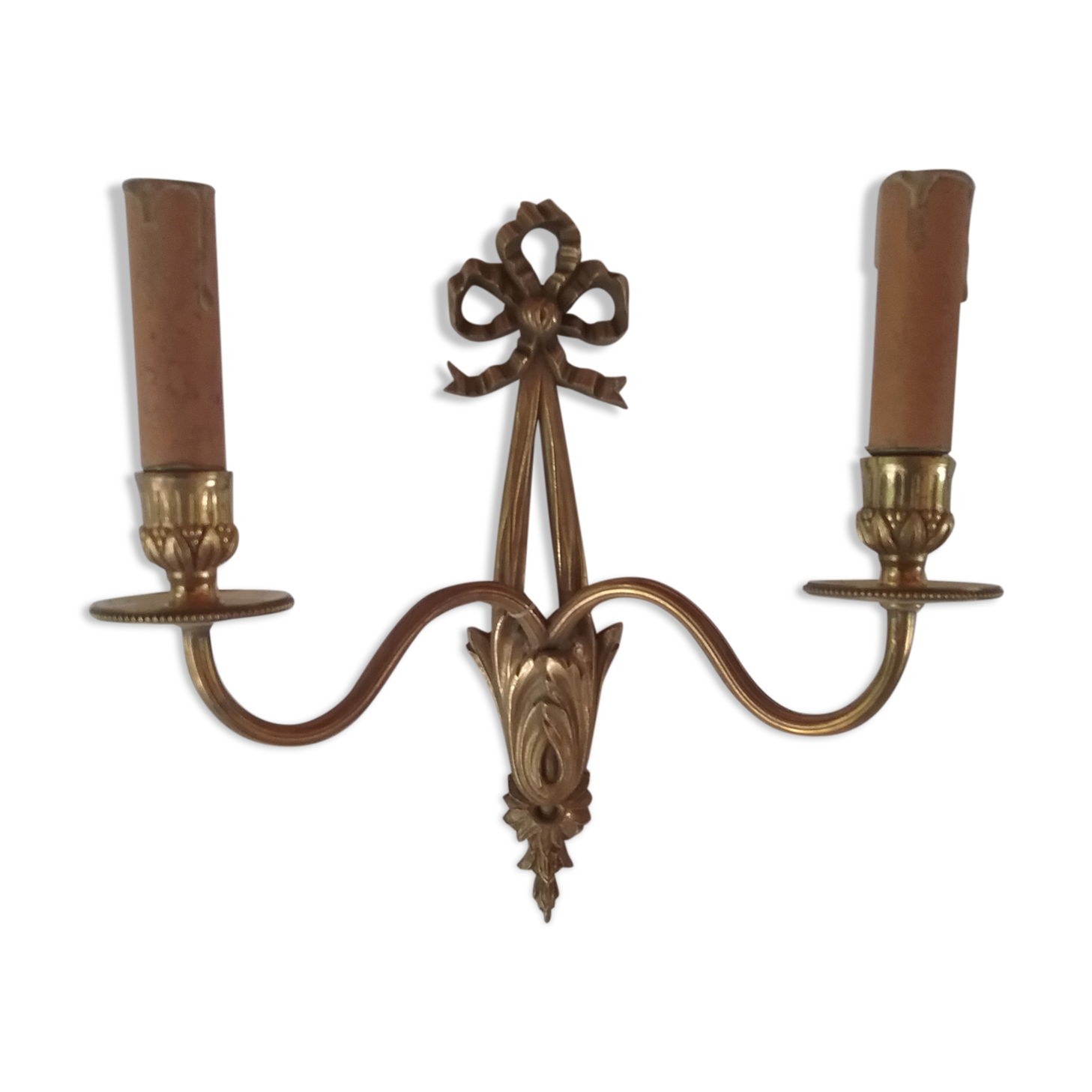 Double brass wall light