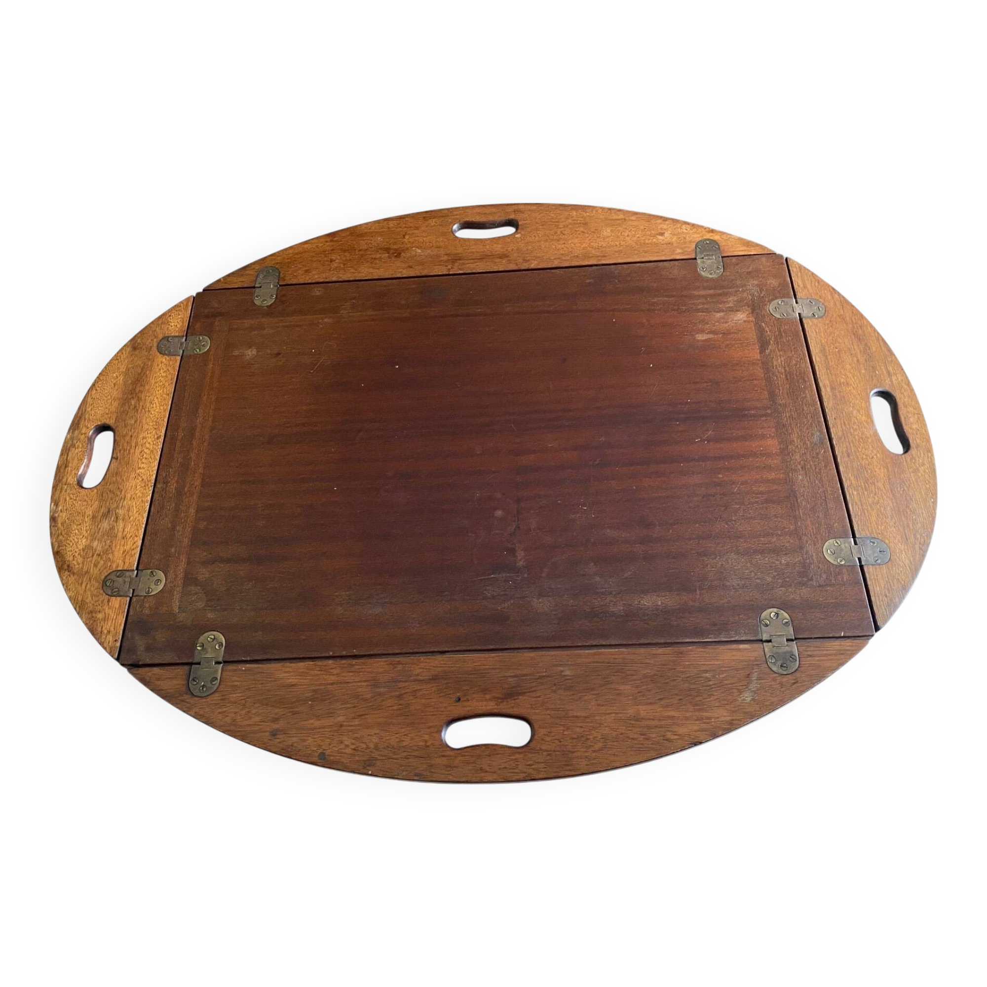 NAUTICAL STYLE FOLDING COFFEE TABLE WITH MAHOGANY BUTLER TOP