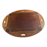 NAUTICAL STYLE FOLDING COFFEE TABLE WITH MAHOGANY BUTLER TOP