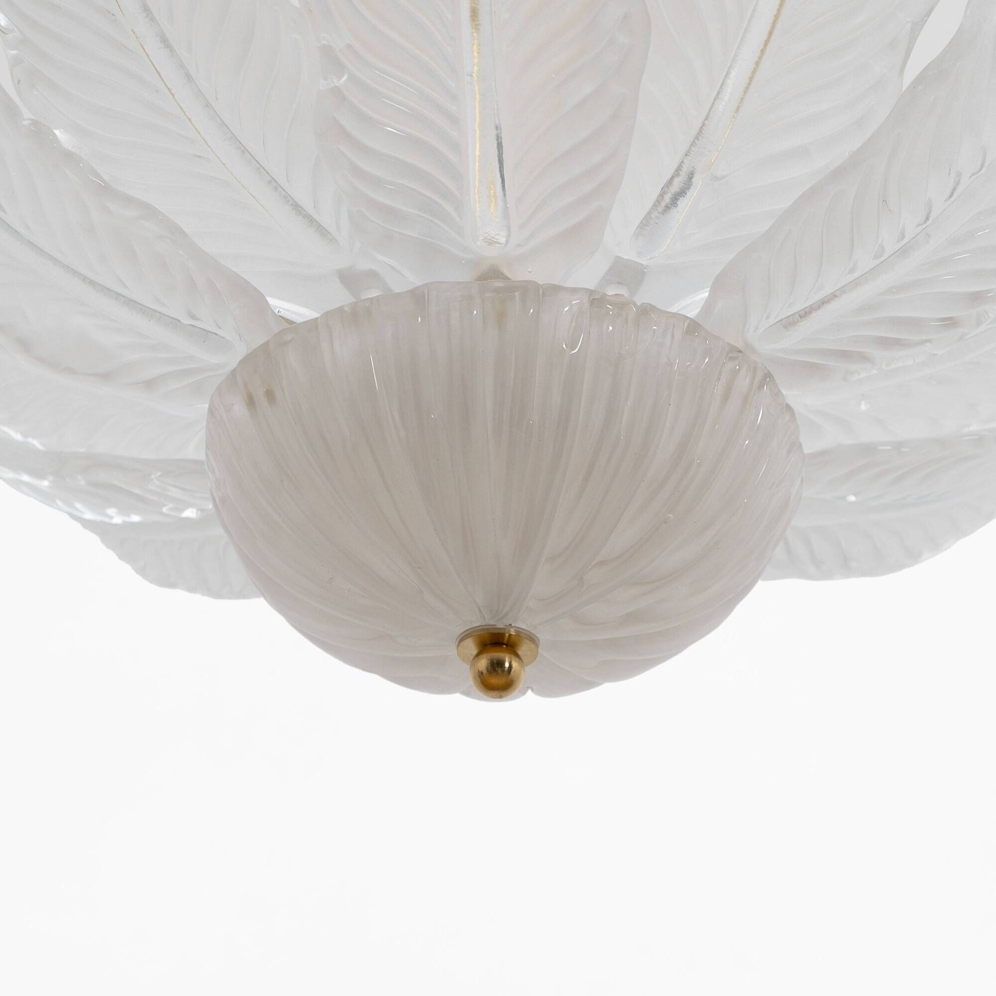 Murano Glass Ceiling Light with White Glass Flower-shaped Petals