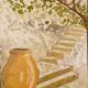 Signed pastel and watercolor painting of a Provençal landscape "the staircase"