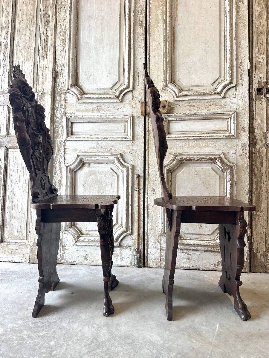 Pair of walnut chairs circa 1880
