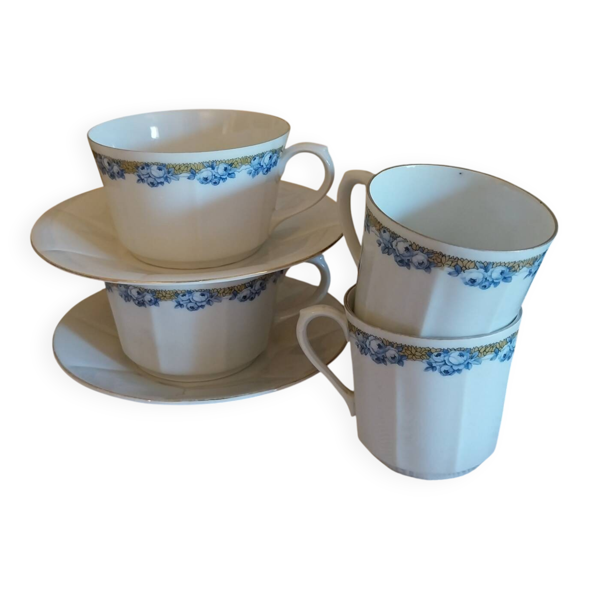 Antique porcelain cups and saucers