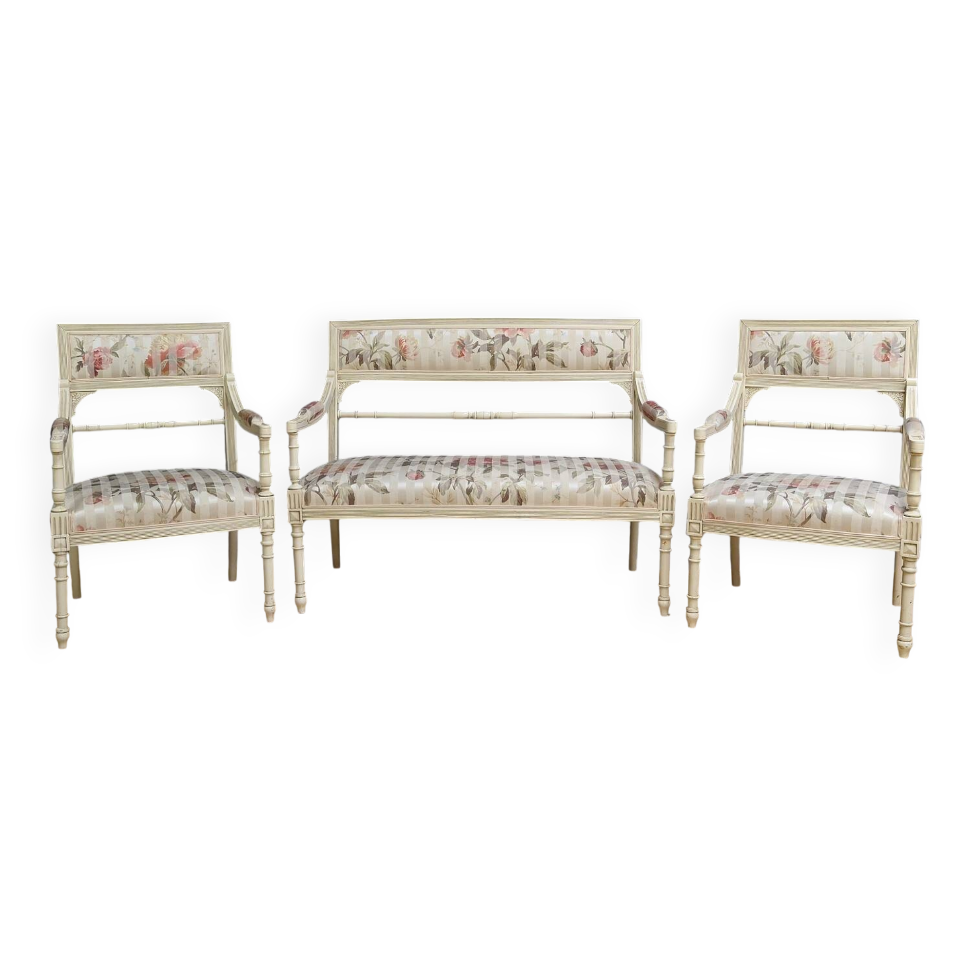 Louis XVI style lounge with benches and armchairs – 2nd part of the 20th century