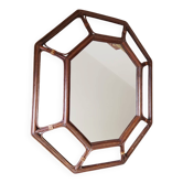 Miroir Italien vintage en bambou et rotin Riviera, années 70