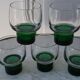 Set of 5 colored green glasses 60s