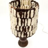 Wooden lamp with wool lampshade, 70s
