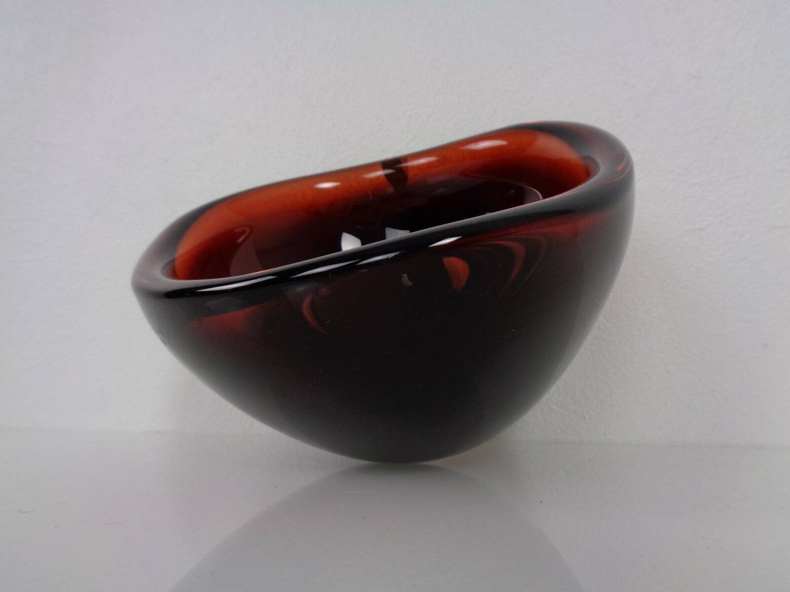 Swedish Burgundy Glass Bowl from Orrefors, 1960s