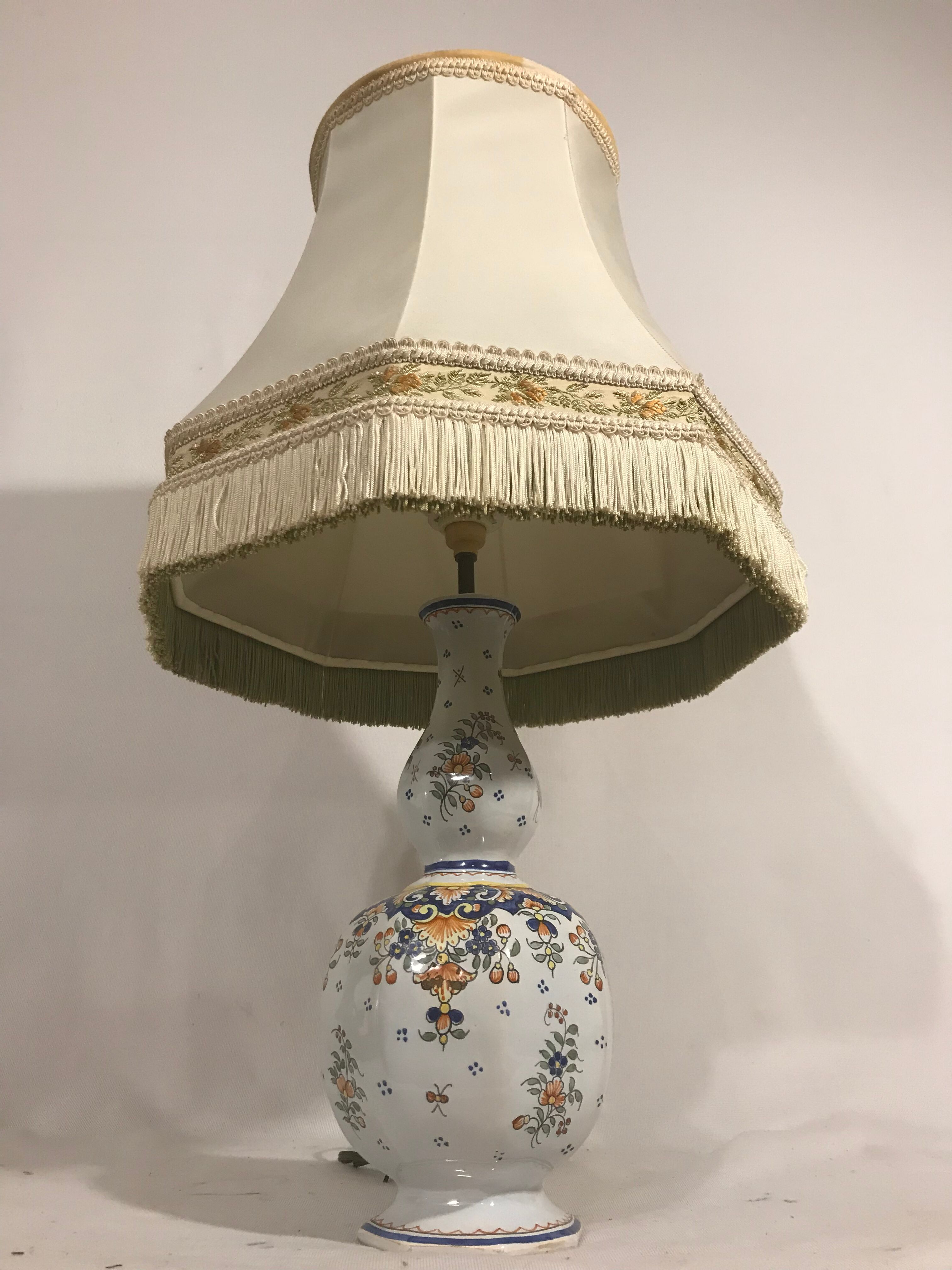 Old lamp vase painted ceramics  Quimper