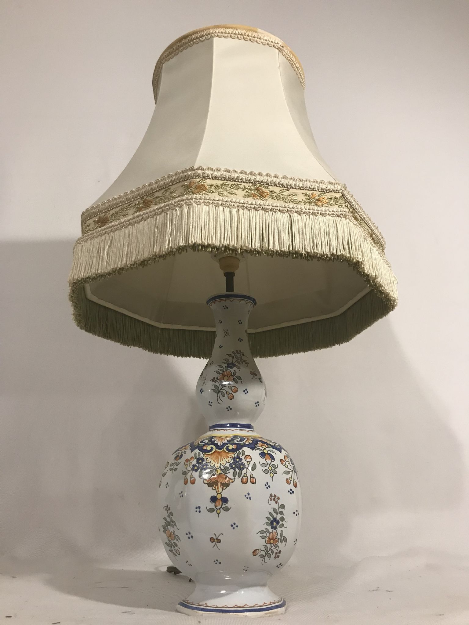 Old lamp vase painted ceramics  Quimper