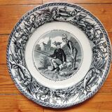 Earthenware plate Vieillard Bordeaux Freshwater fishing