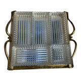 Aperitif set consisting of a wooden tray and mirror, art deco