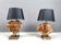 Brass and stone rose table lamps, 1970s