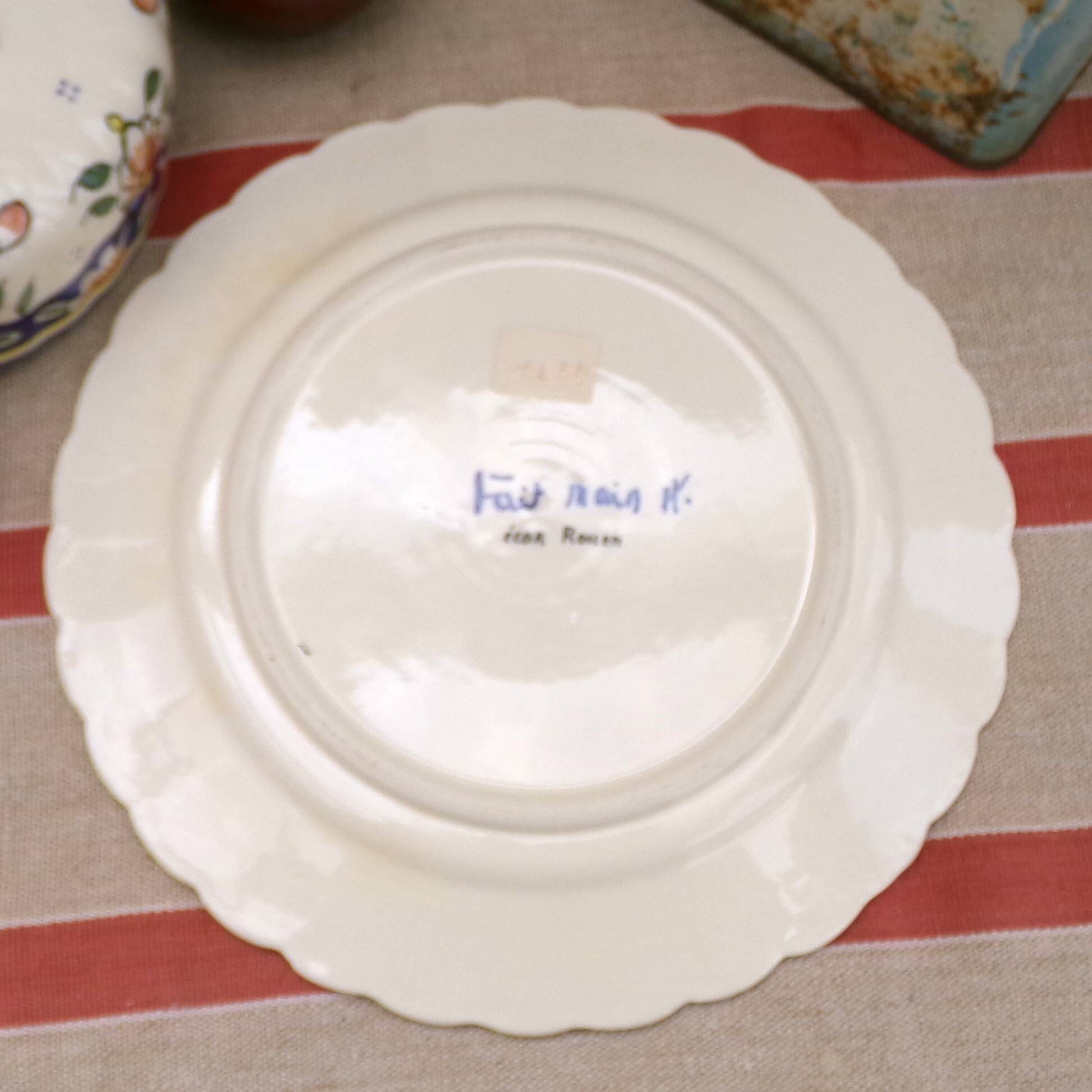 Camembert dish or butter dish in Rouen earthenware