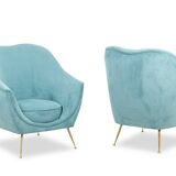 Paire de fauteuils en velours côtelé. Travail contemporain.