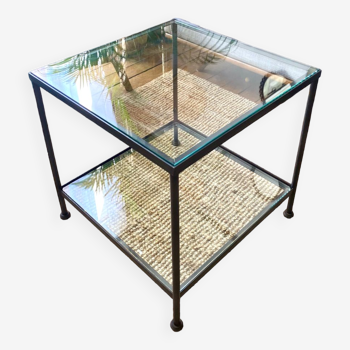 Glass and wrought iron coffee table design