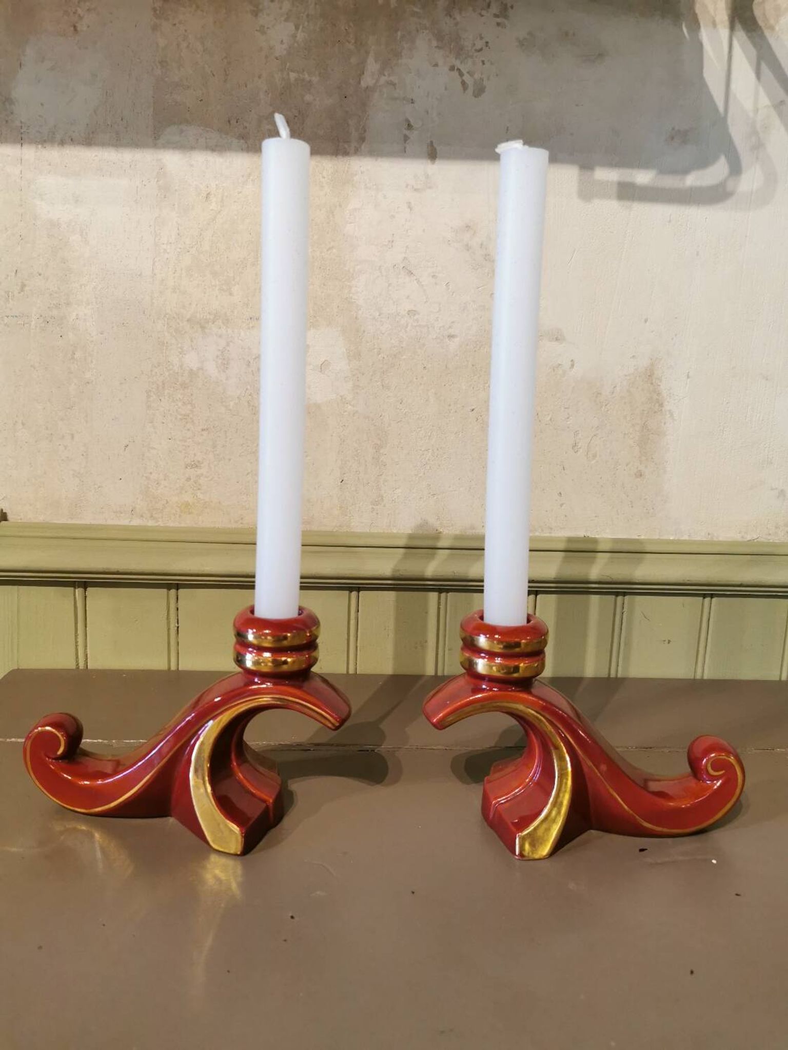 Paire de bougeoirs vintage