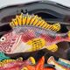 Ceramic dish barbotine vallauris trompe l'oeil kitsch Fish