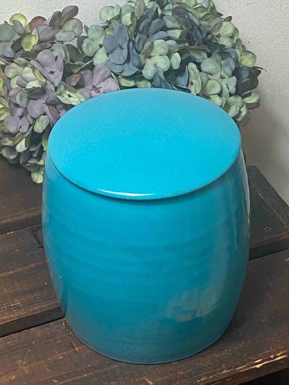 Turquoise blue ceramic candy box