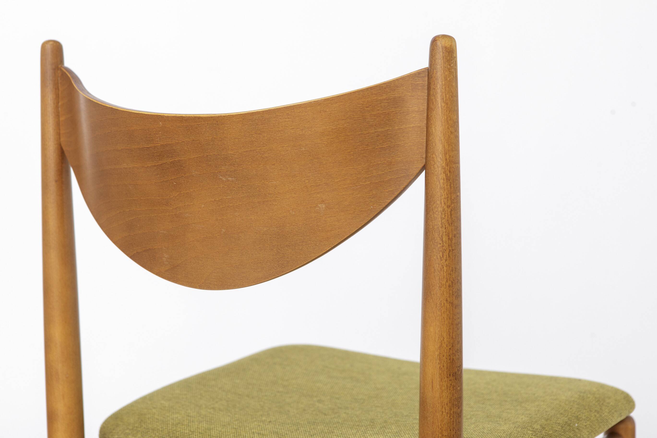 Set of 5 Vintage Dining Chairs, 1960s Germany, Wenzel, Beech Wood