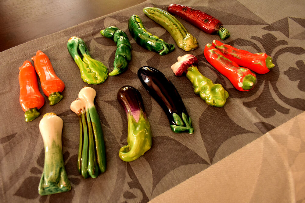 Set of 14 ceramic knife holders from the 1960s