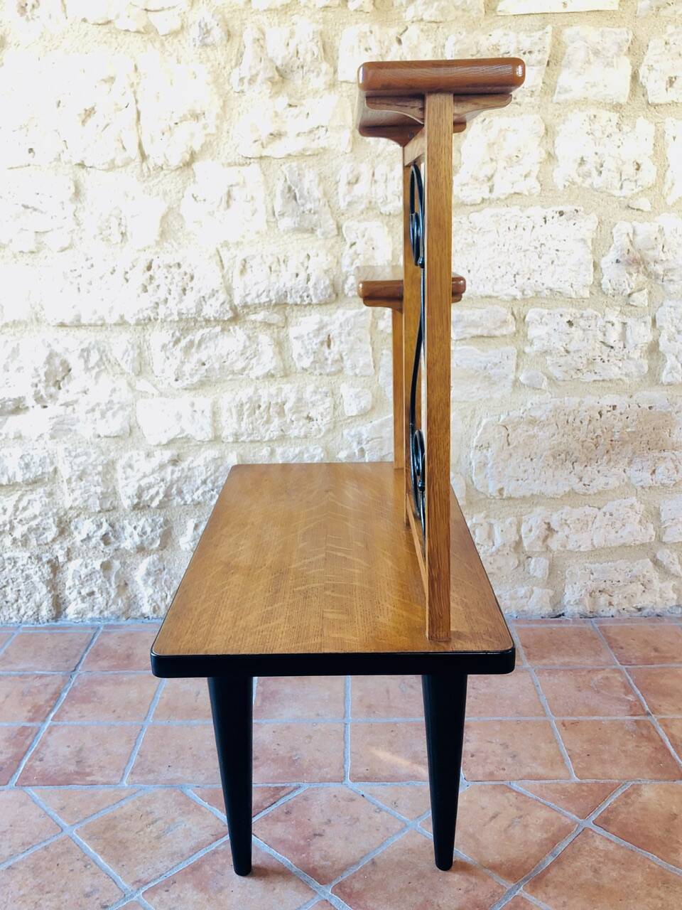 Vintage oak freestanding shelf, Circa 60s