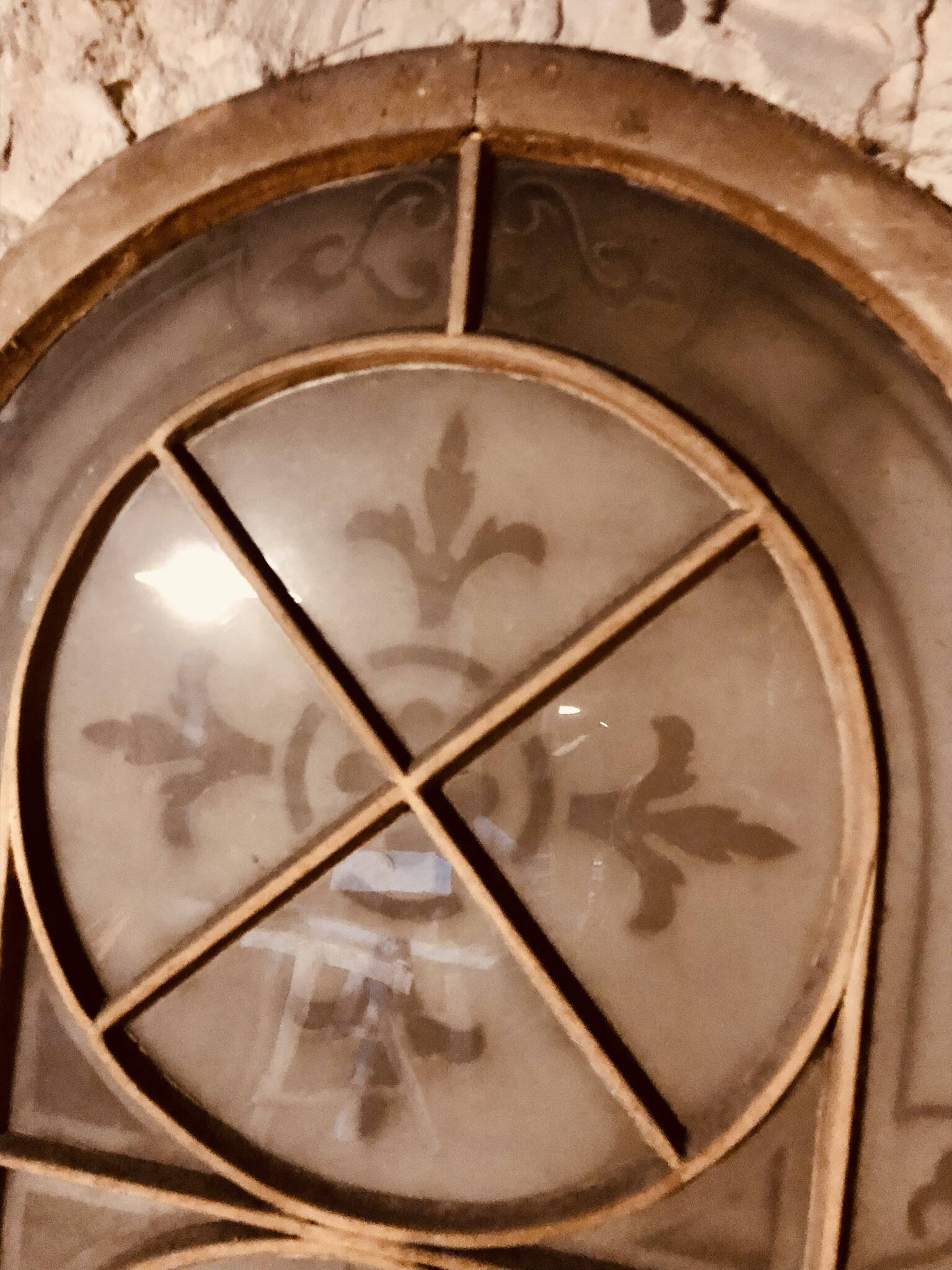 Set of 4 decorative carved glass windows from the 1900s