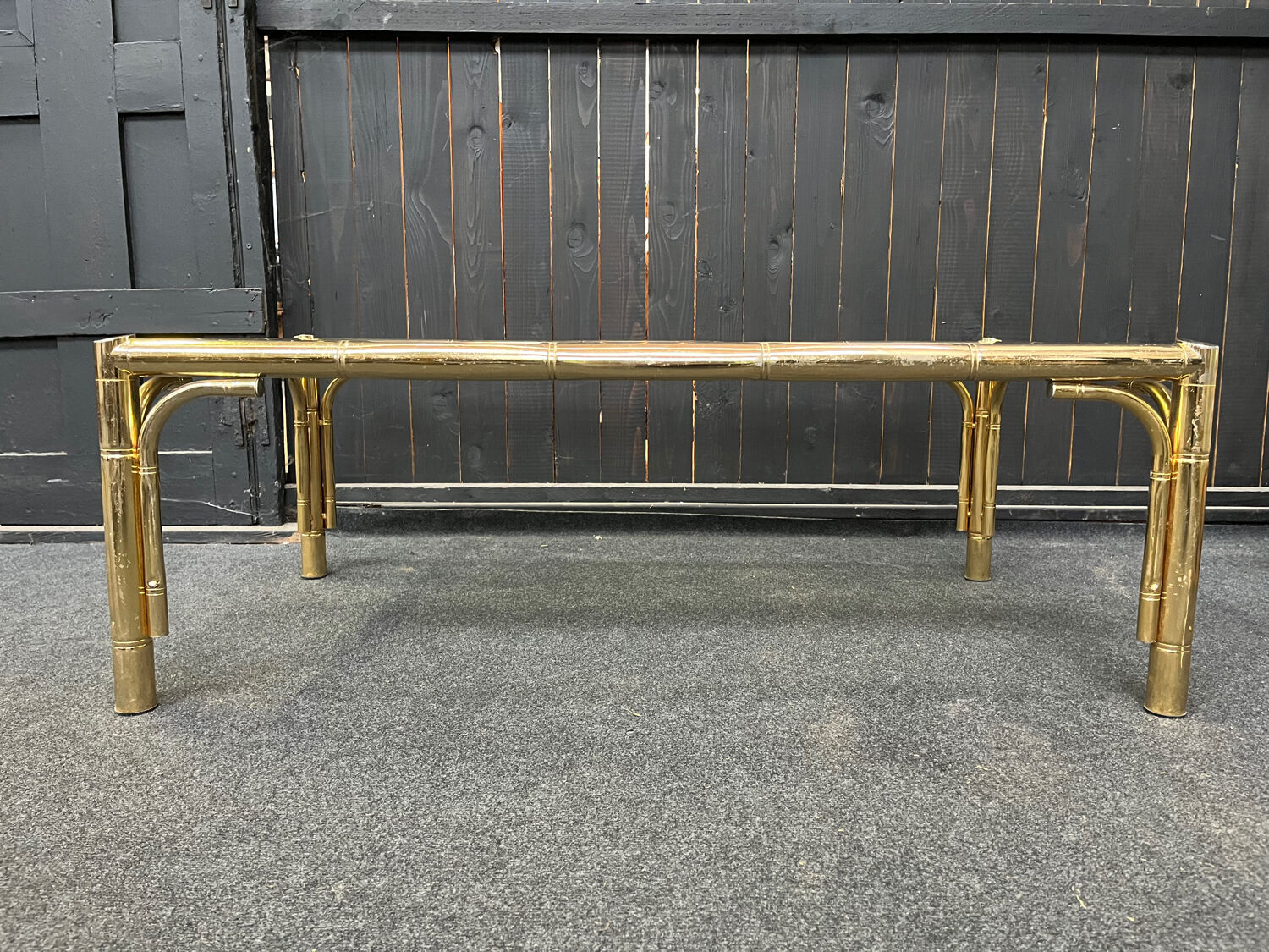 Table basse laiton faux bambou 1970