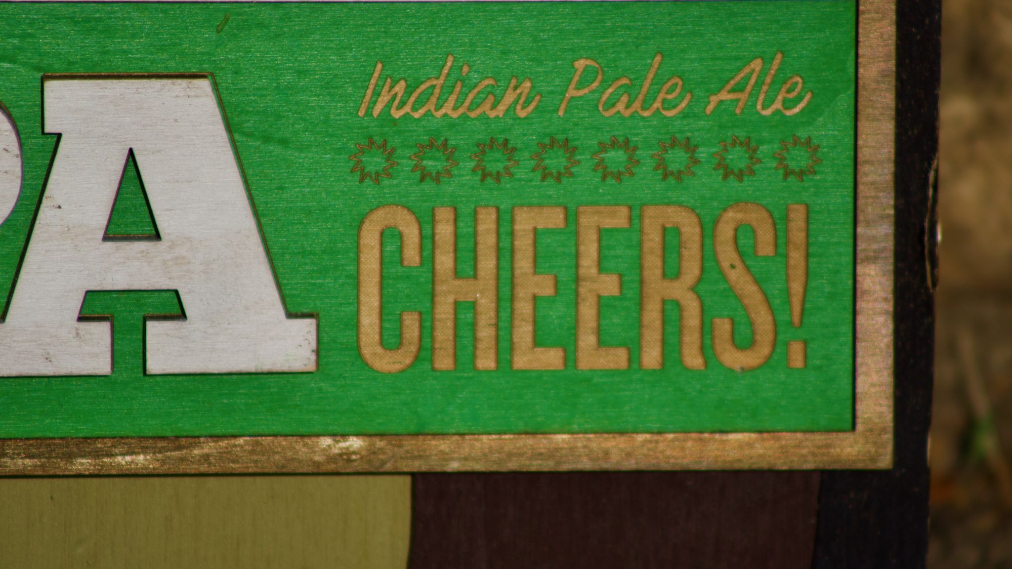 Former advertising wall support for belgian beers vedett ipa - painted wood