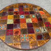 Roche Bobois in 1970s ceramic and wrought iron round coffee table
