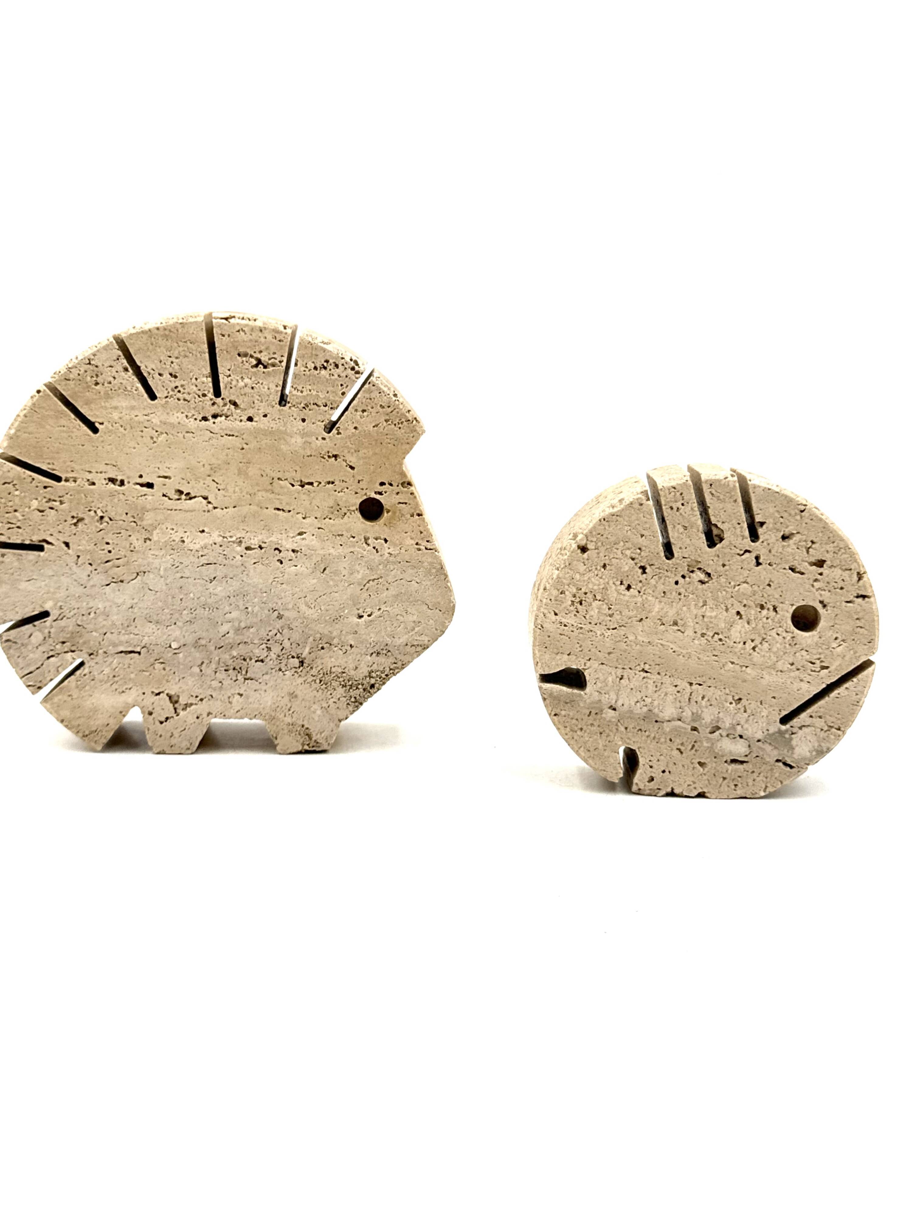 Travertine figures porcupine and fish, Fratelli Mannelli, Italy 1970s