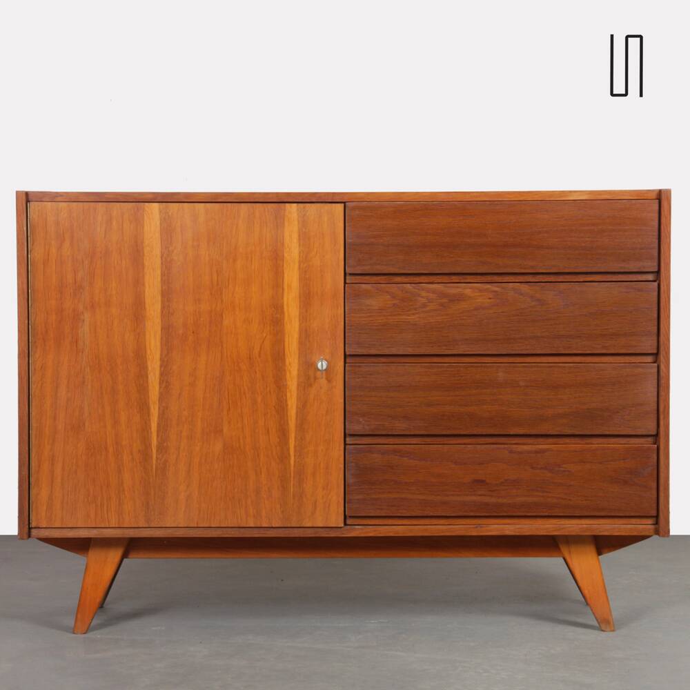Vintage oak storage by Jiri Jiroutek, model U-458, 1960s