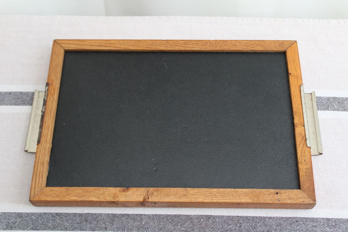 Wooden and glass tray