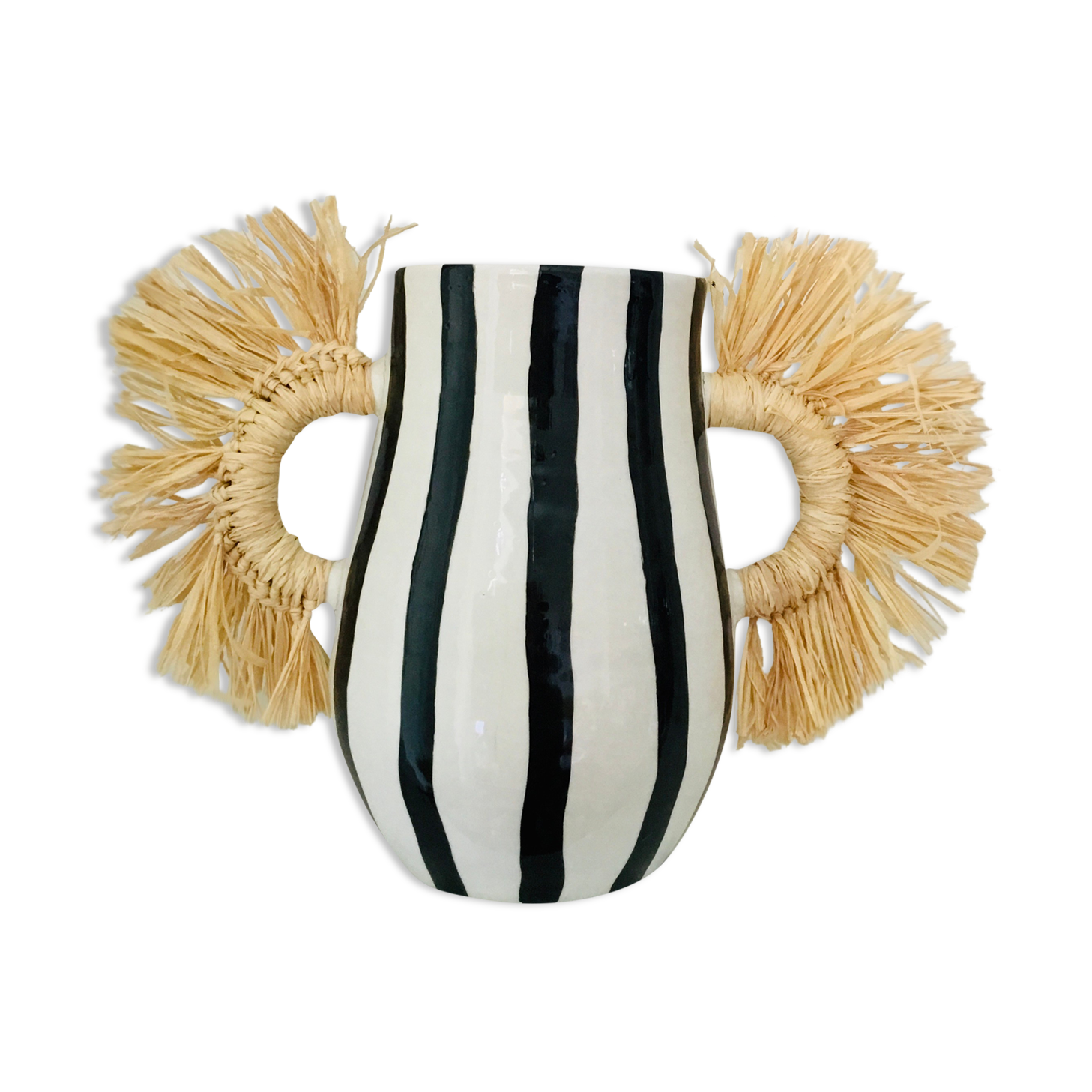 Black and white amphora vase