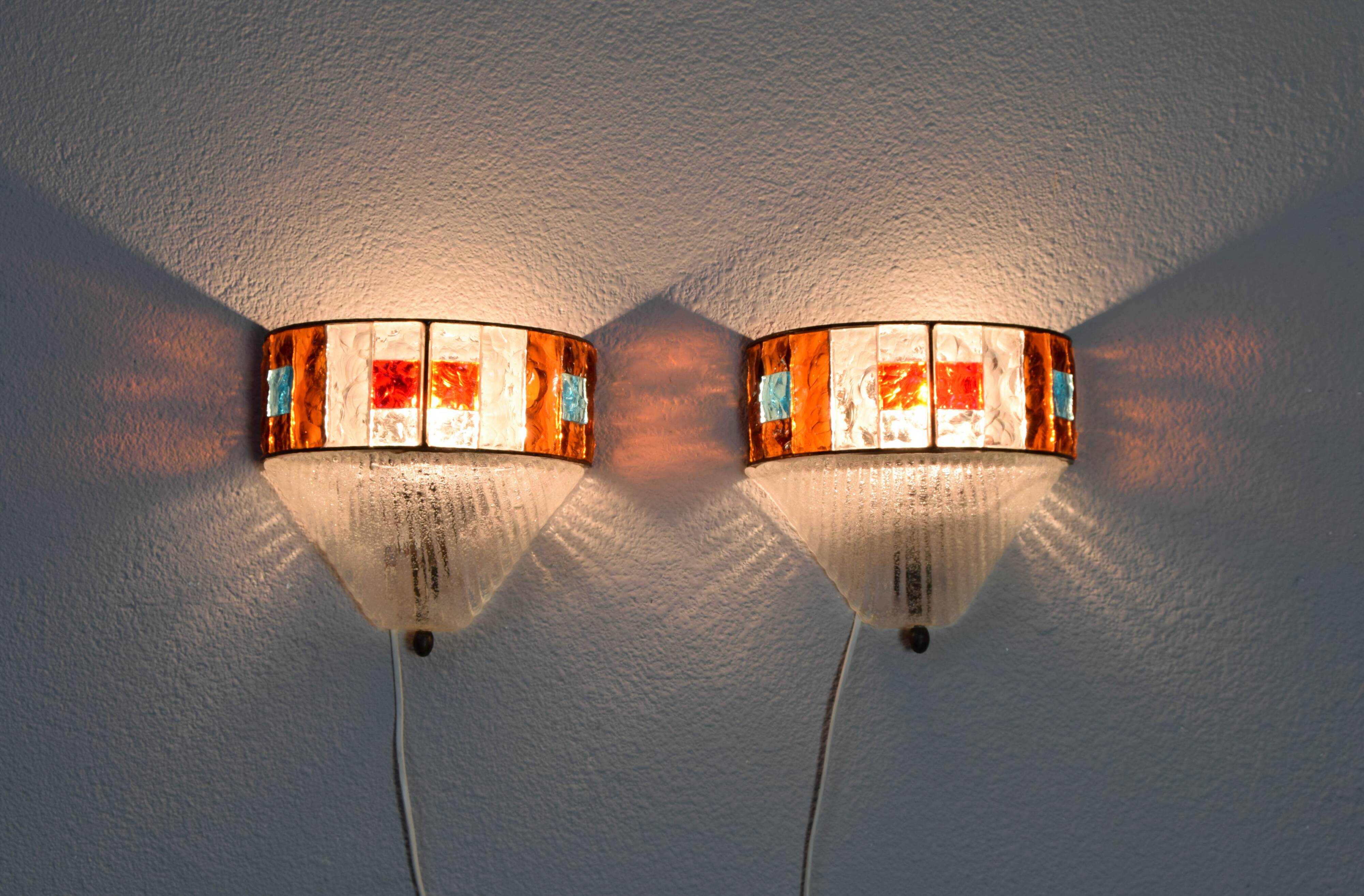 Set of Two Mid-Century Italian Modern Longobard Poliarte Sconces