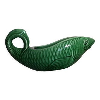 Green saucière slip earthenware Sarreguemines