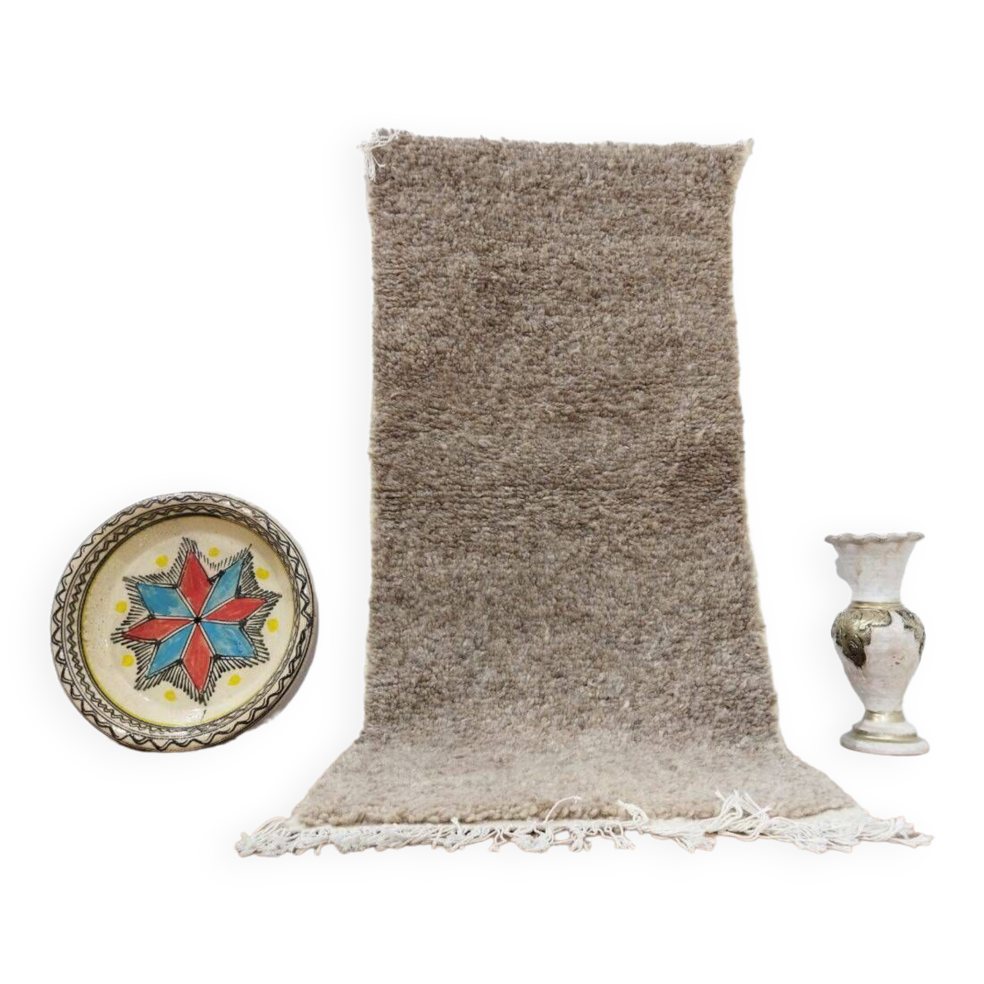 Handmade wool Berber rug 138x63 cm