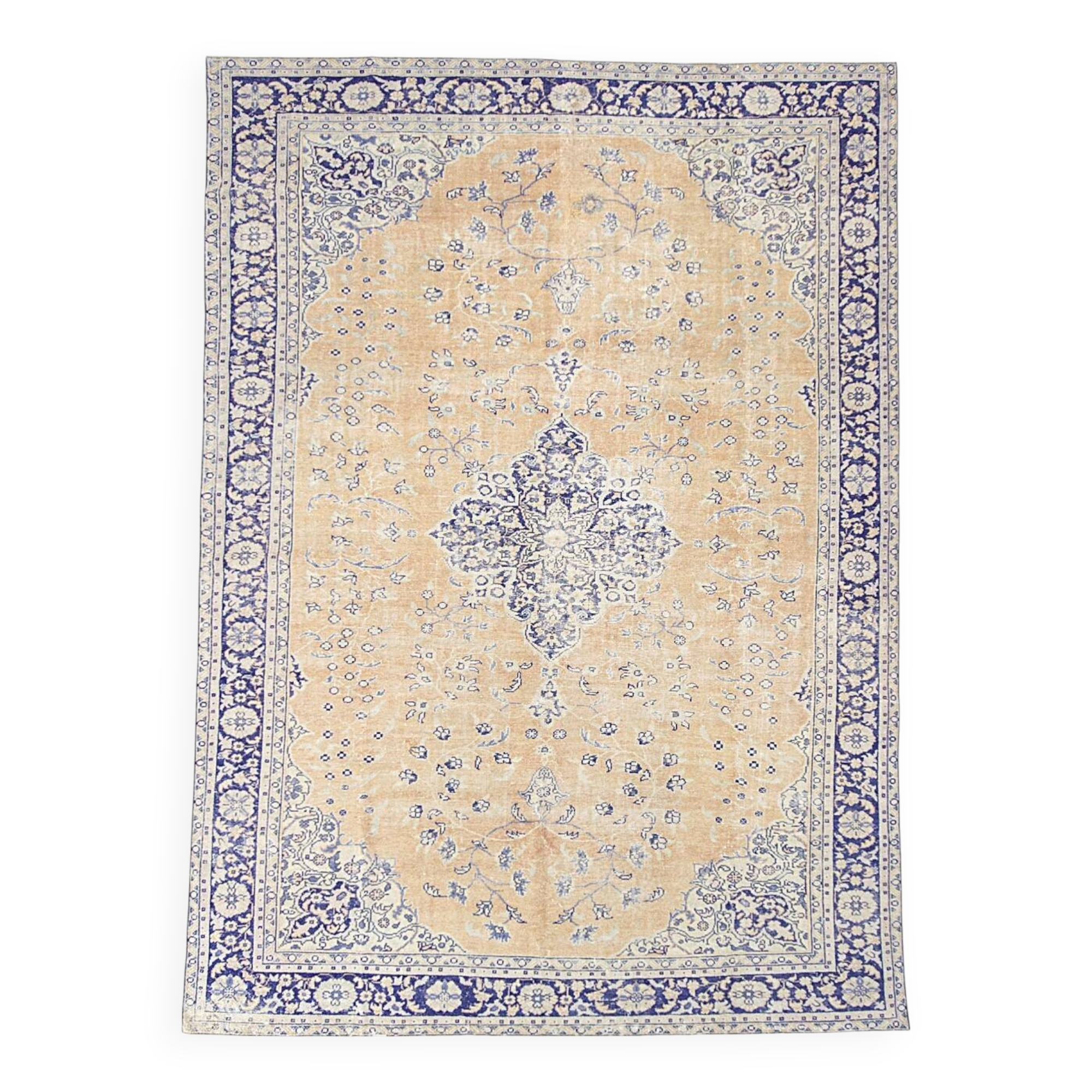 10x13 Blue & Light Orange Classic Antique Vintage Rug, 291x406Cm