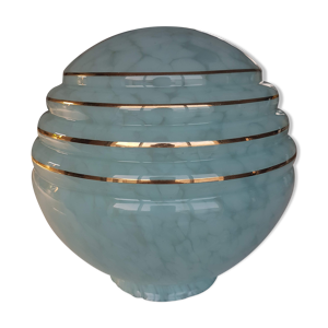 Globe opaline bleu moucheté