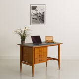 Fully restored Scandinavian desk with grey laminate top