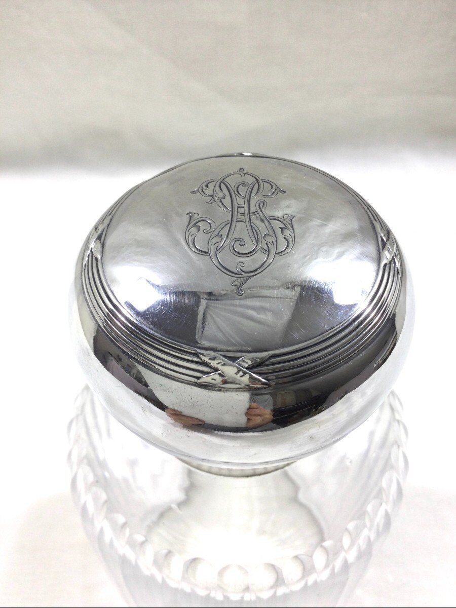 Crystal and silver toilet bottle Saglier Frères